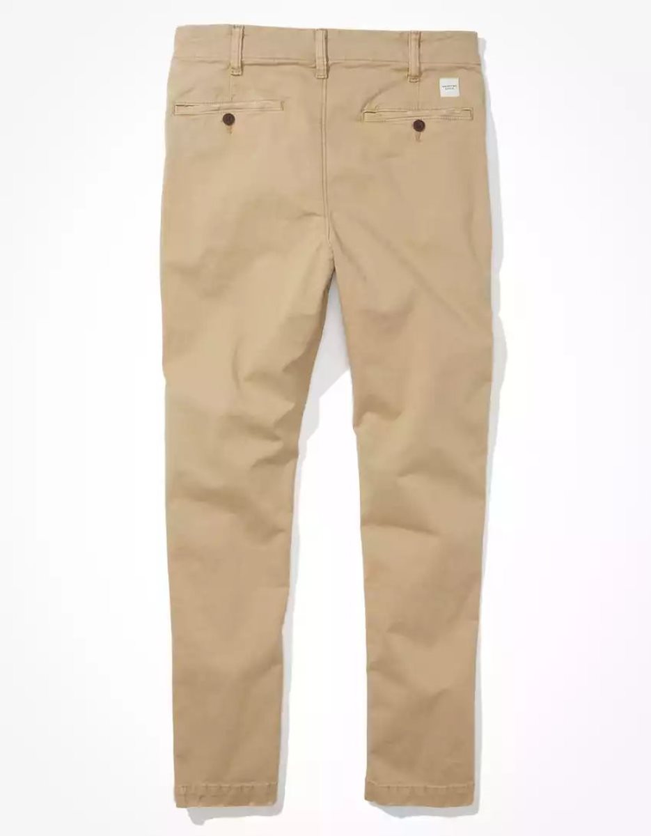 Pantalon American Eagle AE Flex Slim Lived-In Khaki Kaki Clair Homme | TDU-92253986